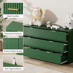 Furniway Green Dresser for Bedroom, Modern Dresser with 6 Drawers and Smooth Slides, Wide Chest of Drawers with Golden Handles for Bedroom, Living Room, Closet, 15.7" D x 55.1" W x 31.4" H - Image 3