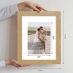 Hongkee 8x10 Picture Frame Set of 4, Made of Real Glass and Natural Oak Wooden Frame, 8 by 10 Photo for Wall or Tabletop - Display Picture 5x7 with Mat or 8x10 Without Mat - Image 2