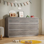 BORNOON Dresser for Bedroom with 9 Drawers, Fluted Chest of Drawers with Round Curved Corner, Hidden Handles, Modern Wood Storage Organizer for Bedroom, Nursery, Living Room by BORNOON