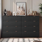 HOUROM 55“ Wide Black Fluted Dresser for Bedroom with 10 Drawers - Image 5