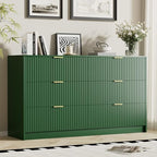 Furniway Green Dresser for Bedroom, Modern Dresser with 6 Drawers and Smooth Slides, Wide Chest of Drawers with Golden Handles for Bedroom, Living Room, Closet, 15.7" D x 55.1" W x 31.4" H by Furniway