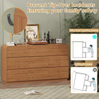 Wodeer Dresser Fluted 6 Drawers Dresser for Bedroom, 47" Wide Wood Chest of Drawers with Hidden Handles & Rounded Corners (Walnut, 9 Drawers, Fluted Panel & Rounded Corners) - Image 6