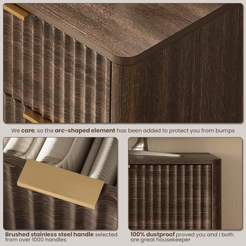 54" Wide Fluted 7 Drawers Dresser for Bedroom,Curved Edge,Walnut - Image 7