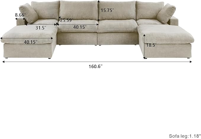 JACH U-Shaped Cloud Sectional Couch - Image 2