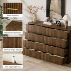 Furniway Walnut Dresser for Bedroom, Modern Dresser with 8 Drawers and Smooth Slides, Wide Chest of Drawers with Golden Handles for Bedroom, Closet, 15.7" D x 55" W x 37.4" H - Image 3