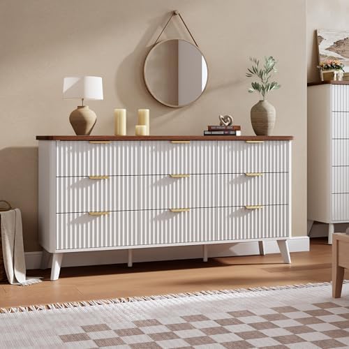 GarveeHome Fluted Dresser for Bedroom with 9 Deep Drawers, White - Image 3
