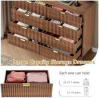 Wodeer 8 Drawer Fluted Dresser for Bedroom, Mid Century Modern Wooden Dresser with 8 Drawers, Dressers & Chests of Drawers with Metal Handle, TV Stand & Storage Organizer for Entryway, Hallway, Walnut - Image 4