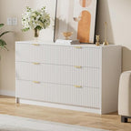 Furniway White Dresser for Bedroom, Modern Dresser with 6 Drawers and Smooth Slides, Wide Chest of Drawers with Golden Handles for Bedroom, Living Room, Closet, 15.7" D x 55.1" W x 31.4" H - Image 7