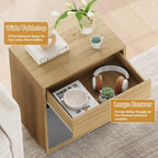TEENFON Night Stand with Drawer and Open Shelf, Nightstands Bedside Table with Removable Fabric Drawer, Night Stands for Bedroom, Small Space, Natural - Image 6