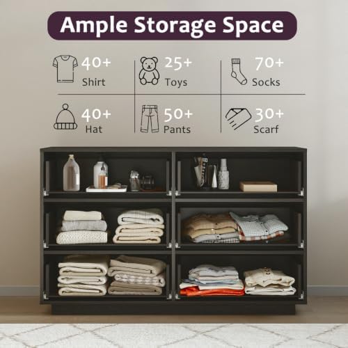 6-Drawer Dresser for Bedroom, 47.2" Wide, Wooden, Black - Image 4