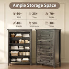 Xixini 45.5" Tall 5-Drawer Farmhouse Dresser for Bedroom, Dark Brown - Image 4