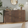Decofy 55" W Fluted 6-Drawer Dresser for Bedroom, Walnut by Decofy