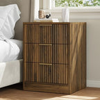 7 Drawer Dresser & 3-Drawer Nightstand Set 3-Piece, Walnut丨 Bedroom Dressers and Night Stand Set of 2, Fluted Modern Wood Chest of Drawers Storage Dressers Set for Bedroom - Image 5