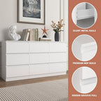 White 9 Drawer Dresser for Bedroom,Modern 59'' Long Dresser with Deep Drawer,Wood Storage Chest of Drawers for Bedroom Living Room,Closet - Image 3