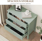 RoyalCraft 32" Large Nightstand, Fluted Painted Wood Bedside Table with 3 Spacious Drawers, Modern End Table for Bedroom, Living Room, Light Green - Image 3