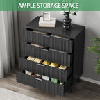 Xixini Fluted Nightstand with 4 Drawers, 31.5" Wide Side Table, Black - Image 6