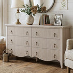 6-Drawer Fluted Dresser, 52" Wide Double Chest of Drawers,Nature Oak by FUSUNBAO
