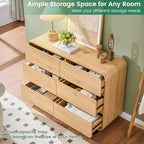 Standifurno 47’’ Wide Dresser for Bedroom, Double Dresser with 6 Drawers, Storage Drawer of handleless, Chest of Drawers for Closet & Living Room (Natural) - Image 4