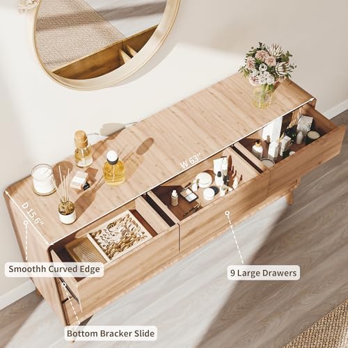 9 Drawer Mid Century Modern Dresser for Bedroom Chest of Drawers for Closet - Image 6