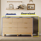 BORNOON 57" Long Dresser for Bedroom, 7-Drawer Fluted Chest, Wide Wood Storage Dresser with Metal Slides and Handles, Stable Base, Modern Clothes Organizer for Primary Suite, Guest Room, Nursery - Image 3