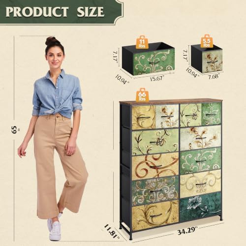 WLIVE Tall Fabric Dresser for Bedroom, 12 Drawer Dressers, Chest of Drawers - Image 3