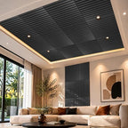 Art3d 12-Pack Acoustic Wood Slat Panel & Ceiling Tile, 2 x 2 ft, Blackwood - Image 2