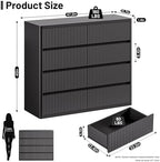 Standifurno Black 8 Drawers Dresser for Bedroom, 48" Wide Wooden Tall Chest of Drawers with Curved Modern Profile Design, Fluted Dresser TV Stand, Wood Closet Clothes Storage Drawer Organizer - Image 2