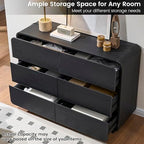 Standifurno Curved Dresser with 6 Drawers, 47" Wide Chest of Drawers with Clothes Storage Organizer, Wood Dresser Closet for Living Room, Hallway (Black) - Image 4