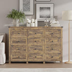 BORNOON 12-Drawer Dresser, Modern Wooden Storage Chest of Drawers, Dresser TV Stand, Wood Drawer Organizer with Metal Handles for Bedroom, Living Room, Hallway - Image 3