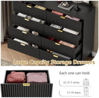 Wodeer 8 Drawer Fluted Dresser for Bedroom, Mid Century Modern Dresser with 8 Drawers, Dressers & Chests of Drawers with Metal Handle, TV Stand & Storage Organizer for Entryway, Hallway, Black - Image 4