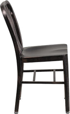 Flash Furniture Commercial Grade Black-Antique Gold Metal Indoor-Outdoor Chair - Image 7