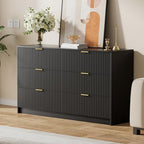 Furniway Black Dresser for Bedroom, Modern Dresser with 6 Drawers and Smooth Slides, Wide Chest of Drawers with Golden Handles for Bedroom, Living Room, Closet, 15.7" D x 55.1" W x 31.4" H - Image 7