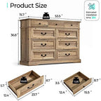 LINSY HOME Dresser for Bedroom, 9 Drawer Wood Farmhouse Chest, Tall Vintage Dressers with Deep Storage Drawers, Wide Large Dresser, Accent Wide Storage Cabinet for Bedroom, Living Room, Rustic Brown - Image 2