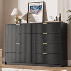MAISONARIA Dresser for Bedroom, 8 Drawer Double Dresser, Modern Chest of Drawers for Bedroom, Living Room, Entryway and Closet, 55" L x 15.7" D x 37.4" H, Black by MAISONARIA