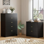 Furniway Black Dresser for Bedroom, Modern Dresser with 3 Drawers and Smooth Slides, Wide Chest of Drawers with Golden Handles for Bedroom, Living Room, Closet, 15.7" D x 31.5" W x 29.6" H - Image 6