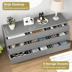 Spaco Grey Dresser for Bedroom,Modern Large 9 Drawer Dresser with Deep Drawer,Wide Storage Chest of Drawer,Wood Bedroom Storage Organizer Furniture,TV Stand for Living Room - Image 4