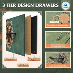 WLIVE Dresser for Bedroom with 6 Drawers, Floral Painted - Image 6