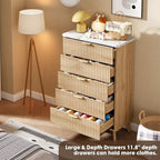 GarveeHome Fluted Dresser for Bedroom with 5 Deep Drawers, Natural Oak - Image 5