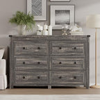 BORNOON 6-Drawer Dresser, Modern Wooden Storage Chest of Drawers, Dresser TV Stand, Wood Drawer Organizer with Metal Handles for Bedroom, Living Room, Hallway - Image 3