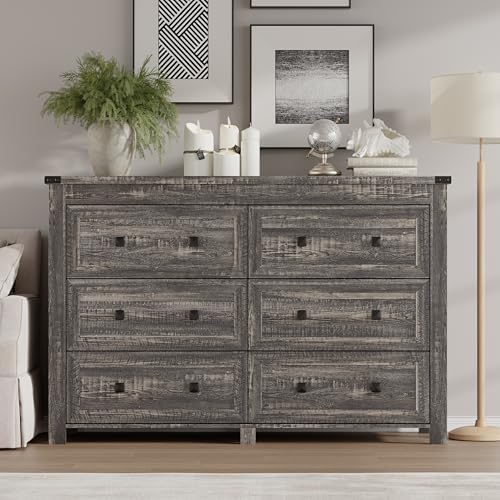 BORNOON 6-Drawer Dresser, Modern Wooden Storage Chest of Drawers, Dresser TV Stand, Wood Drawer Organizer with Metal Handles for Bedroom, Living Room, Hallway - Image 3