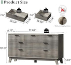 Xixini Fluted Dresser with 7 Drawers, 58" Wide Modern Chest of Drawers with Metal Handle, Wooden Dresser TV Stand, Wood Closet Clothes Storage Organizer for Bedroom, Living Room, Hallway, Light Grey - Image 2