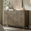 T4TREAM 54" Wide Fluted 9 Drawer Dresser for Bedroom, Grey Alder by T4TREAMFurniture