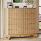 BORNOON 46" Tall Dresser for Bedroom, 10-Drawer Fluted Chest of Drawers, Modern Wood Highboy with Metal Slides and Handles, Anti-Tip Kit, Vertical Clothes Storage Organizer for Apartment, Closet by BORNOON