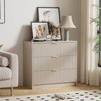 Furniway Beige Dresser for Bedroom, Modern Dresser with 3 Drawers and Smooth Slides, Wide Chest of Drawers with Golden Handles for Bedroom, Living Room, Closet, 15.7" D x 31.5" W x 29.6" H by Furniway