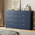 Furniway Navy Blue Dresser for Bedroom, Modern Dresser with 8 Drawers and Smooth Slides, Wide Chest of Drawers with Golden Handles for Bedroom, Closet, 15.7" D x 55" W x 37.4" H - Image 4