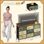 WLIVE Dresser TV Stand 9-Drawer, Fabric Chest of Drawers LED Lights, Floral - Image 2