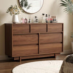 7 Drawer Walnut Dresser for Bedroom, 51.5" Wide Mid Century Modern Dresser - Image 6