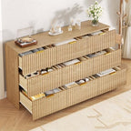 60.3" Wide Fluted 9 Drawer Dresser for Bedroom, Natural - Image 5