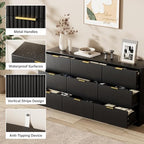 Furniway Black Dresser for Bedroom, Modern Dresser with 9 Drawers and Smooth Slides, Wide Chest of Drawers with Golden Handles for Bedroom, Living Room, Closet, 15.7" D x 63" W x 31.5" H - Image 3