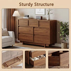 HOUROM Walnut Dresser for Bedroom, 51in Modern 7 Drawer Chest of Drawers - Image 3
